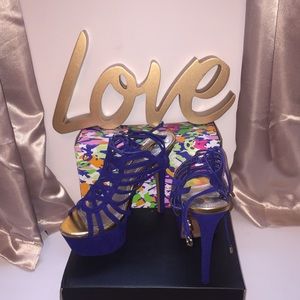 Royal blue platform heel